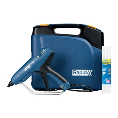 Imagen de Pistola de cola Rapid EG313. Profesional y compacta, con una producción 900 g/h, tiempo calentamiento tres minutos. Perfecta para unir cables, molduras, juntas accesorios.