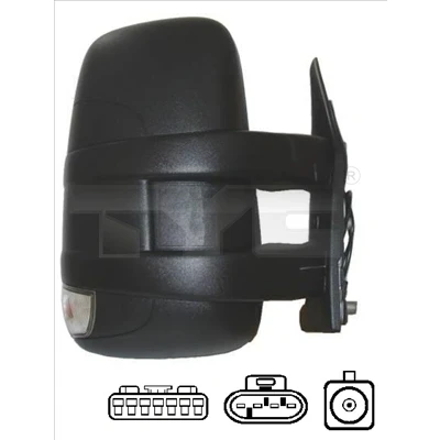 Imagen de Espejo retrovisor Tyc 315 0015 derecha para ajuste elect. espejo, convexo, calefactable, brazo corto de con antena