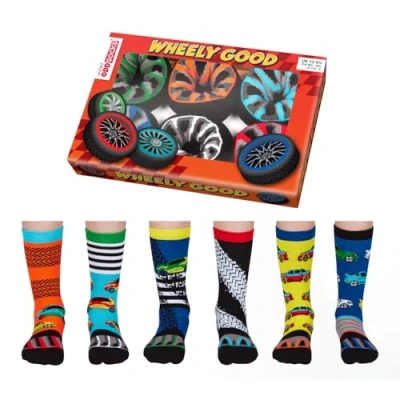 Imagen de United Oddsocks 6 Mix &amp; Match Wheely Good Socks for Boys, UK 12 5.5 (EUR 30.5 38.5), novedosos, divertidos calcetines de regalo, multicolor, 3