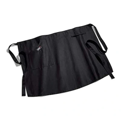 Imagen de Weber Delantal para Barbacoa, Corto, con Cintas de Cierre, Protege la Ropa Las Manchas, 100% algodón, Lavable en Lavadora Negro (8301)