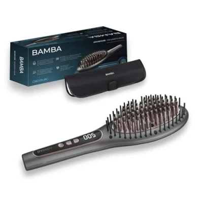 Imagen de Cecotec Cepillo Alisador Eléctrico Iónico Bamba InstantCare 1100 Smooth Brush. Revestimiento de Cerámica y extracto Aguacate, Temperatura hasta 220ºC, 9 Ajustes, Pantalla Digital