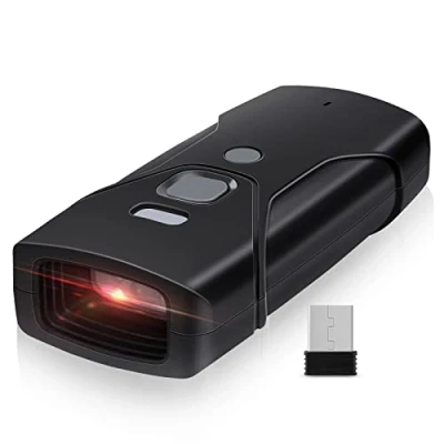 Imagen de JRHC Escáner de códigos barras Bluetooth, mini 2D portátil inalámbrico 3 en 1, lector Bluetooth y 2,4 G