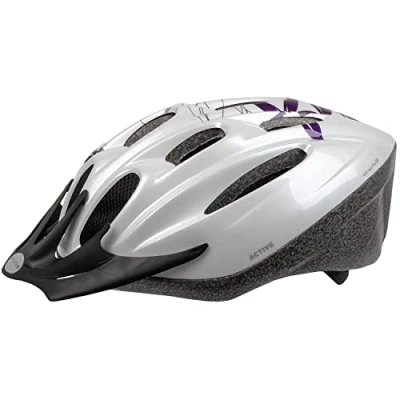 Imagen de M Wave, Ventura, Casco de Bicicleta, para Mujer, Blanco con Flores, Todo el año, Color y Morado, tamaño Large