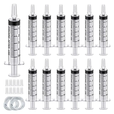 Imagen de 5ml Esteril Jeringa de Plastico Sin Aguja con Tapa, 30Pack Desechable, Herramientas Medición Dispensación para Laboratorios Mascota,Perfumes,Lubricantes,Sellantes (5ml)