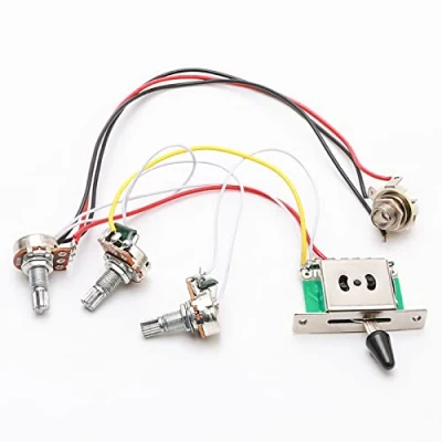 Imagen de Unxuey Strat Arnés de Cableado, Accesorios para Guitarra Electrica, 3 Ollas 500 K, 1 Volumen, 2 Tonos, Interruptor 5 Vías