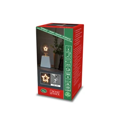 Imagen de Konstsmide Christmas LED de mesa decorativa madera filamento estrella