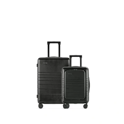Imagen de ETERNITIVE Juego de 2 Maletas Pequeña y Mediana Rígidas Viaje Policarbonato &amp; ABS Tamaño: 54 64 cm con Cerradura TSA Ruedas 360 Equipaje Mano 33L 64L Negro