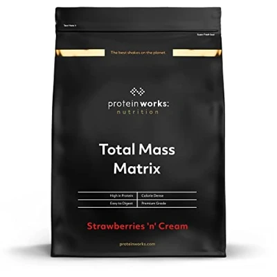 Imagen de THE PROTEIN WORKS Total Mass Matrix Ganancia Muscular Para Ganar Masa, Fresas Con Nata, 2000 Gramo