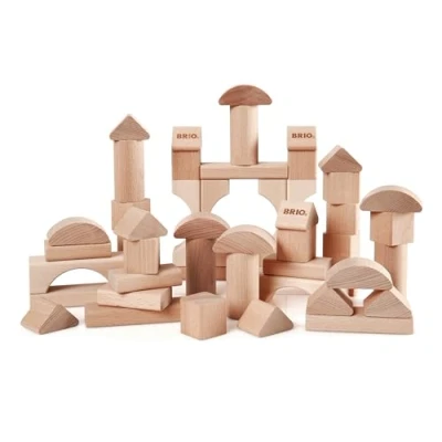 Imagen de BRIO Juego de bloques madera natural, construcción, 50 piezas, Edad 12+ meses