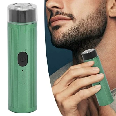 Imagen de Mini Afeitadora Eléctrica Portátil, de Viaje Rotativa Recargable por USB Uso Húmedo Y Seco para Hombres(Verde)