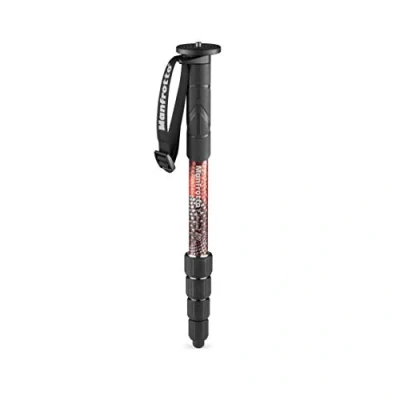 Imagen de Manfrotto Element MII MMELMIIA5RD Monopie Ligero de Viaje en Aluminio 5 secciones, Rojo, con Muñequera, Mango Goma, Bloqueos por Torsión, Carga 15 kg, para Cámara Compacta, Sin Espejo, DSLR