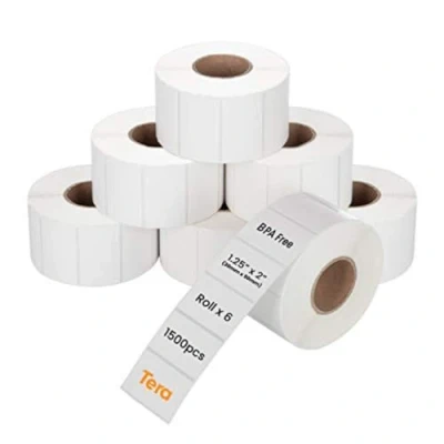 Imagen de Tera 30mm x50mm Etiquetas de Dirección (1500 Etiquetas/Rollo, 6 Rollos) para Varias Impresoras Impresión Sin Mancha BPA Envío Térmico Adhesiva con Pegatinas Signo