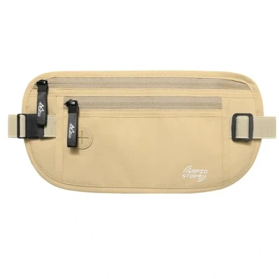 Imagen de MoKo Bolsa de Cinturón Dinero para Viaje, Riñonera Impermeable Ligera Seguridad con Bolsillos y Bloqueo RFID Pasaportes, Efectivo, Tarjetas, Llaves, Ideal Mujer Hombre Khaki