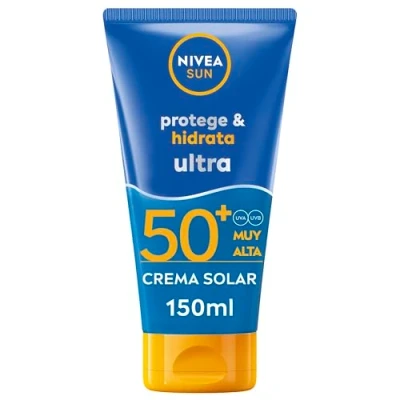 Imagen de NIVEA SUN Protege &amp; Hidrata ultra FP50+, crema solar con 48h de hidratación (1 x 150 ml), protector resistente al agua, hidratante protección UVA UBV