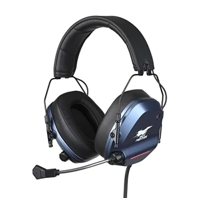 Imagen de Konix Drakkar Casque gaming filaire Skyfighter One pour PC Microphone flexible Câble USB 2,4 m Rétroéclairage LED Noir et Bleu