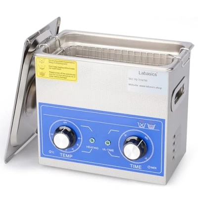 Imagen de Labasics Limpiador Ultrasónico, Acero Inoxidable 304 limpiadores Ultrasonidos Profesional Multiusos con Panel de Control Mecánico Calefacción y Temporizador para Laboratorio 40kHz 220V, 3.2L