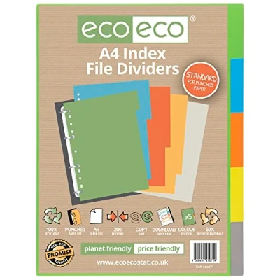 Imagen de eco eco071 A4 50% Reciclada Set 5 Divisores de Archivos Índice