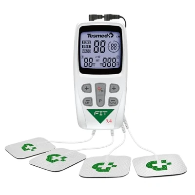 Imagen de TESMED Fit Electroestimulador Muscular para EMS, TENS, Masaje (3 en 1), 22 Programas de los cuales 6 Personalizables, Aliviar el Dolor y Estimular Abdominales, Glúteos, Pectorales