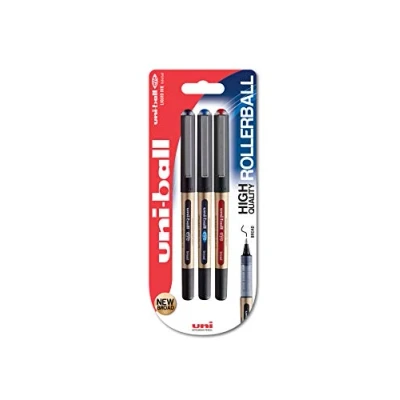 Imagen de Uni Ball Eye Broad UB 150 10 Bolígrafo roller (punta de 1 mm, 3 unidades), color negro, azul y rojo