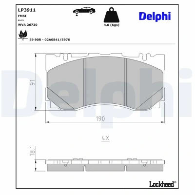 Imagen de DELPHI LP3911 Juego de pastillas freno preparado para indicador desgaste MERCEDES BENZ: Clase C Sedán