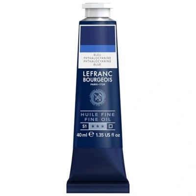 Imagen de Lefranc Bourgeois 301773 Pintura al óleo fina, calidad, resistente a la luz y de consistencia uniforme, tubo 40ml, ideal para lienzos tableros pintura, Azul ftalocianina