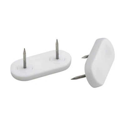 Imagen de Metafranc 644716 Protectores (45 x 20 mm, plástico, con Clavos, 4 Unidades, antitorsión, Aptos para Exteriores), Juego de Deslizadores Muebles Suelos no sensibles, Blanco