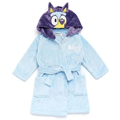 Imagen de Bluey Albornoz para niños con capucha niñas y Ropa de dormir pequeños, azul, 5 6 Years