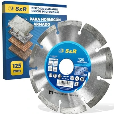 Imagen de S&amp;R Disco Corte Diamante 125 x 22,2 10 mm, 2,2 mm para Hormigón, Hormigón Armado, Granito, Piedra Natural, Ladrillo