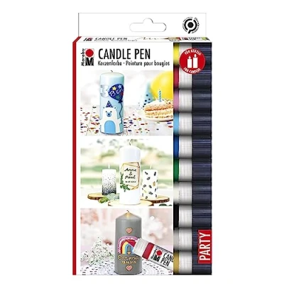 Imagen de Marabu 1805000009882 Candle Pen Set de 10 velas 25 ml, color cremoso y suave, a base agua, resistente la luz, inodoro, intemperie, fácil decoración