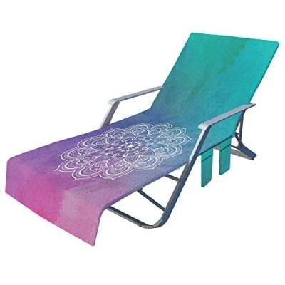 Imagen de Fansu Toalla de Microfibra para Tumbona Playa, Cubierta la Silla Calesa con Bolsillos Múltiples/Ligero/Ultra Absorbente, Viaje, Baño (75x210cm,Mandala)