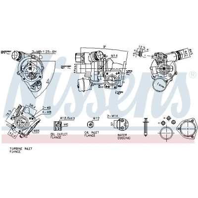 Imagen de NISSENS 93557 Turbocompresor de gases escape rerigerado por agua neumático PEUGEOT: 508 I SW, 308 II Hatchback, 3008