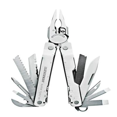 Imagen de Leatherman Super Tool 300 Multiherramienta de bricolaje, hecha en EE.UU. y con todas las navajas herramientas bloqueo acero inoxidable una funda nylon, negro