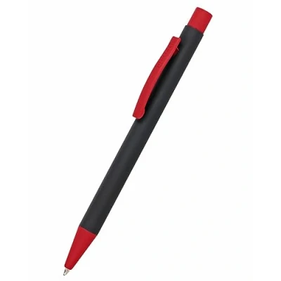 Imagen de Online bolígrafo de metal blando, retráctil aluminio, mina intercambiable, tinta negra, indeleble, color negro y rojo con tacto suave, clip metálico