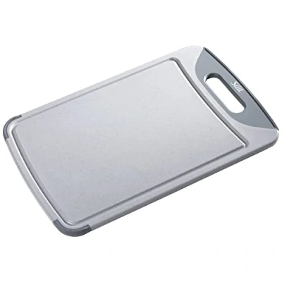 Imagen de Silit Tabla de Cortar rectangular con surco para líquidos y asa, Gris, 45 cm