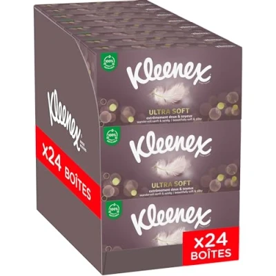 Imagen de Kleenex Caja Balsam pañuelos de papel Suaves y Amigables con narices congestionadas Aloe Vera Vitamina E, 24 cajas 64 servicios, Total 1536