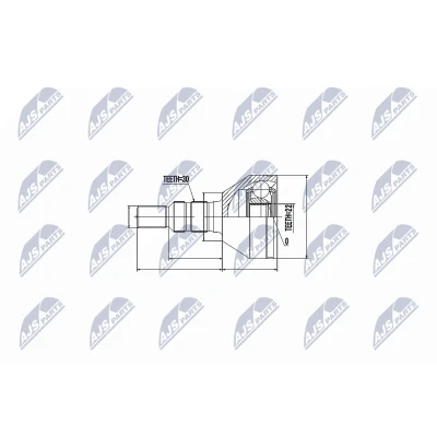 Imagen de NTY NPZ DW 027 Junta Homocinética Caja de cambios manual, Transmisión automática Eje trasero izquierda, trasero, derecha,