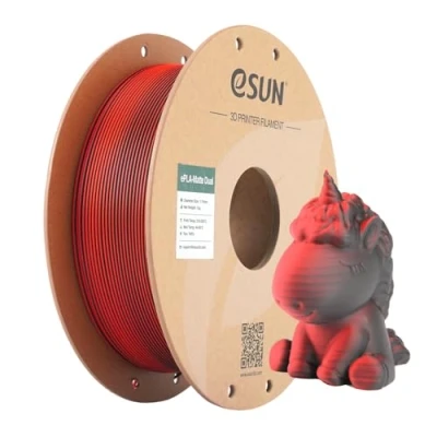 Imagen de eSUN Dual Colour Mate Filamento, Filamento PLA 1.75mm, Color Sin Brillo, Textura Esmerilada, Carrete de 1KG (2.2 LBS) Impresión 3D para Impresoras 3D,Rojo Negro