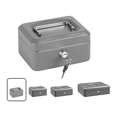 Imagen de ARREGUI Elegant C9216 Caja Caudales con Llave para Contar y Transportar Dinero de Seguridad acero bandeja interior fuerte portatil 15 cm ancho Color Gris grafito