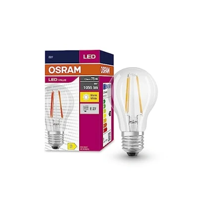 Imagen de OSRAM Valor de estrella LED Lámpara Classic A75 para enchufe E27, forma pera, FIL, 1055 lúmenes, blanco cálido (2700k), reemplazo bombillas convencionales 75W, 10 paquetes
