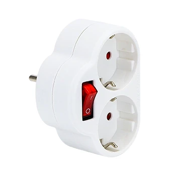 Imagen de Aigostar Adaptador Enchufes Europeos con 1 Tomas y Interruptor,Enchufe de Pared.Con Protección Infantil,16A,250V,Blanco (2 Schuko, Pieza)