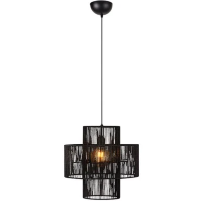 Imagen de Markslöjd Lámpara colgante Soga, enchufe, negro, yute, Ø 40 cm