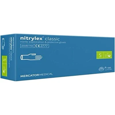 Imagen de Guantes de nitrilo negros NITRYLEX BLACK, tamaño: XS 100 unidades, protectores desechables, sin talco; color negro opaco, textura en la punta los dedos, látex
