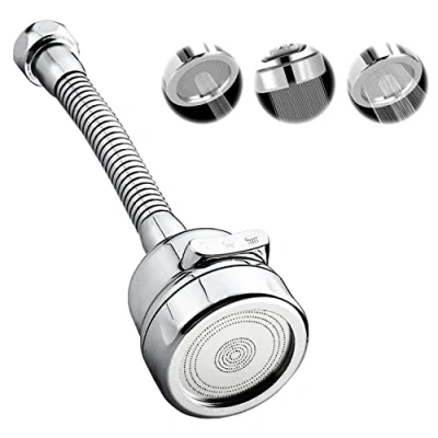 Imagen de Aireador grifo cocina 3 modos con manguera acero inoxidable flexible adaptador difusor alcachofa boquilla extensor cabezal