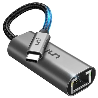 Imagen de uni Adaptador USB C a Ethernet, RJ45 Thunderbolt 3/Tipo Gigabit Ethernet de Red LAN, Compatible con iPhone 15 Pro MacBook iPad Air Surface Chromebook DELL XPS etc.