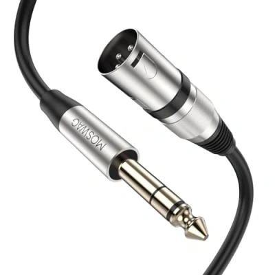 Imagen de MOSWAG Cable XLR Macho a Jack, 6.35mm Macho, TRS Balanced Interconnect Cable, para Micrófono, Altavoz, Amplificador, Audio Mixers, Sound Consoles,1M