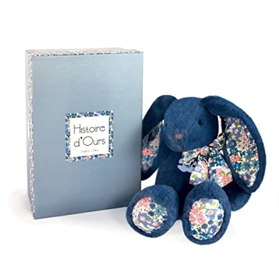Imagen de HISTOIRE D&#039;OURS HO3120 Conejo de Peluche Amigos Caja Regalo Azul 25 cm Suave Idea para Nacimiento y cumpleaños niña niño
