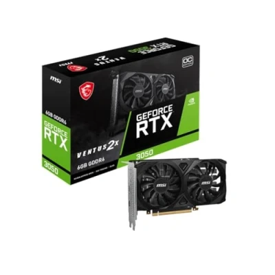 Imagen de MSI GeForce RTX 3050 Ventus 2X 6G OC Tarjeta gráfica 6GB GDDR6, 14Gbps, PCI Express Gen 4, 7680 x 4320