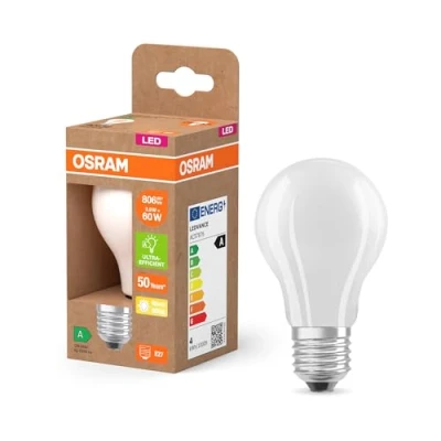 Imagen de OSRAM LED Superstar Classic Lámpara A 60 en forma de bombilla clásica vidrio esmerilado, 3,8 W, 806 lm, casquillo E27, 2700 K para luz blanca cálida, EEK A, mm diámetro.