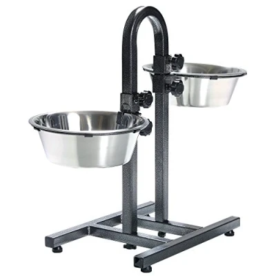 Imagen de Trixie Set Comederos Perros Ajustable Barra Platos para Accesorios Acero Inoxidable Soporte Varias Alturas Resistente ø24 cm 2 x 2,8L