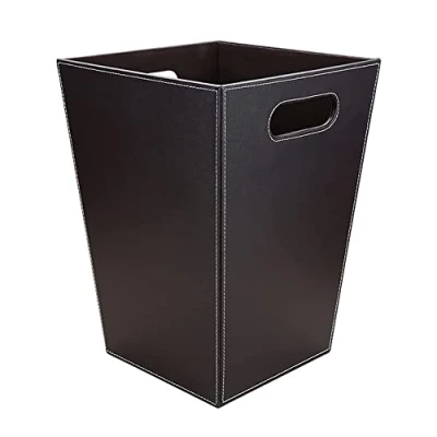 Imagen de Kingfom™ classico cestino per la carta in pelle, ufficio/bagno/cucina/camera da letto (marrone)